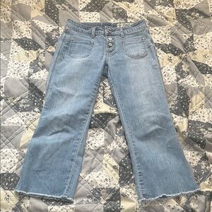 Cropped Wide-Leg Light Blue Jeans with Button Front